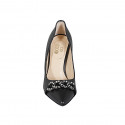 Decolté con catena e strass da donna in pelle nera tacco 9 - Misure disponibili: 33, 34, 35