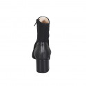 Woman's ankle boot in black elastic fabric and leather with zipper heel 6 - Available sizes:  32, 33, 43, 44, 45