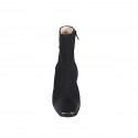 Woman's ankle boot in black elastic fabric and leather with zipper heel 6 - Available sizes:  32, 33, 43, 44, 45