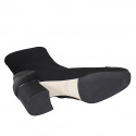 Woman's ankle boot in black elastic fabric and leather with zipper heel 6 - Available sizes:  32, 33, 43, 44, 45