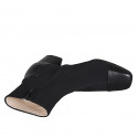 Woman's ankle boot in black elastic fabric and leather with zipper heel 6 - Available sizes:  32, 33, 43, 44, 45