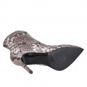 Woman's pointy ankle boot with zipper in multicolored printed leather heel 10 - Available sizes:  33, 42