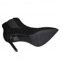 Woman's pointy ankle boot with elastic bands in black suede heel 10 - Available sizes:  33, 43, 46