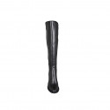 Woman's boot with half zipper in black leather and elastic material heel 6 - Available sizes:  32, 33