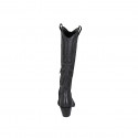 Bota tejana para mujer con cremallera y bordado en piel negra tacon 7 - Tallas disponibles:  33, 34
