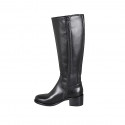 Woman's boot with elastic and zipper in black leather with heel 5 - Available sizes:  32, 33, 45