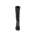 Woman's boot with elastic and zipper in black leather with heel 5 - Available sizes:  32, 33, 45