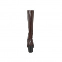 Woman's boot with squared tip, zipper and platform in brown leather heel 8 - Available sizes:  34, 43, 44