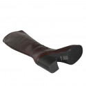 Woman's boot with squared tip, zipper and platform in brown leather heel 8 - Available sizes:  34, 43, 44