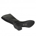 Woman's boot with elastic and zipper in black leather heel 6 - Available sizes:  32, 33