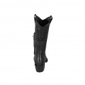 Bottes Texan pour femmes avec demi fermeture éclair et broderie en cuir noir talon 5 - Pointures disponibles:  34