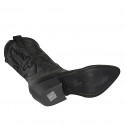 Bottes Texan pour femmes avec demi fermeture éclair et broderie en cuir noir talon 5 - Pointures disponibles:  34