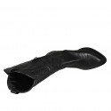 Bottes Texan pour femmes avec demi fermeture éclair et broderie en cuir noir talon 5 - Pointures disponibles:  34