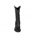 Bottes Texan pour femmes avec demi fermeture éclair et broderie en cuir noir talon 8 - Pointures disponibles:  32, 33, 43, 44