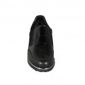 Scarpa accollata da donna con elastici in pelle, camoscio e vernice nera zeppa 4 - Misure disponibili: 32