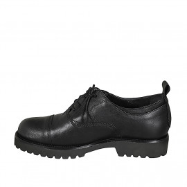 Scarpa Oxford stringata da donna in pelle nera con puntale tacco 3 - Misure disponibili: 45 2