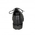 Zapato Oxford con cordones y puntera para mujer en piel negra tacon 3 - Tallas disponibles:  45