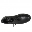 Zapato Oxford con cordones y puntera para mujer en piel negra tacon 3 - Tallas disponibles:  45