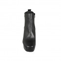 Woman's ankle boot with zipper, platform and stud in black leather heel 10 - Available sizes:  43