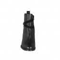 Bottine pour femmes en cuir noir avec fermeture éclair et boucle en daim talon 5 - Pointures disponibles:  32, 33, 43, 44, 45