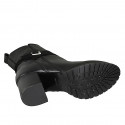 Bottine pour femmes en cuir noir avec fermeture éclair et boucle en daim talon 5 - Pointures disponibles:  32, 33, 43, 44, 45