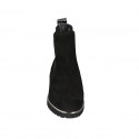 Woman's ankle boot with elastic in black suede and grey laminated leather wedge heel 4 - Available sizes:  33, 35, 42