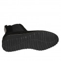 Woman's ankle boot with elastic in black suede and grey laminated leather wedge heel 4 - Available sizes:  33, 35, 42