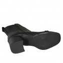 Woman's squared tip ankle boot with zipper and accessory in black leather heel 6 - Available sizes:  32, 33, 43, 45