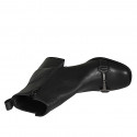 Woman's squared tip ankle boot with zipper and accessory in black leather heel 6 - Available sizes:  32, 33, 43, 45