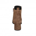 Woman's squared tip ankle boot with zipper and accessory in brown suede heel 6 - Available sizes:  42, 45