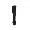 Woman's knee-high boot in black suede and elastic material with zipper heel 5 - Available sizes:  32, 33, 34