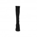 Woman's knee-high boot in black suede and elastic material with zipper heel 5 - Available sizes:  32, 33, 34