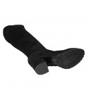 Woman's knee-high boot in black suede and elastic material with zipper heel 5 - Available sizes:  32, 33, 34