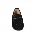 Mocassin pour femmes avec goujons et accessoire en daim noir talon 1 - Pointures disponibles:  32, 33, 35, 42, 43, 45, 46