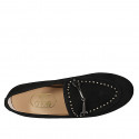 Mocassin pour femmes avec goujons et accessoire en daim noir talon 1 - Pointures disponibles:  32, 33, 35, 42, 43, 45, 46