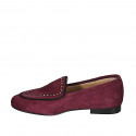 Mocassin pour femmes avec goujons en daim bordeaux talon 1 - Pointures disponibles:  32, 33, 34, 35, 45, 46