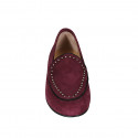 Mocassin pour femmes avec goujons en daim bordeaux talon 1 - Pointures disponibles:  32, 33, 34, 35, 45, 46