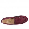 Mocassin pour femmes avec goujons en daim bordeaux talon 1 - Pointures disponibles:  32, 33, 34, 35, 45, 46