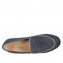 Mocassin pour femmes avec goujons en daim bleu talon 1 - Pointures disponibles:  32, 35, 42, 43, 46