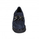 Mocassin pour femmes avec chaine en daim bleu talon 4 - Pointures disponibles:  32, 45