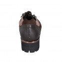 Scarpa stringata con cerniere da donna in pelle, camoscio e vernice marrone zeppa 4 - Misure disponibili: 32, 45