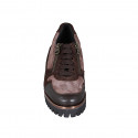 Scarpa stringata con cerniere da donna in pelle, camoscio e vernice marrone zeppa 4 - Misure disponibili: 32, 45
