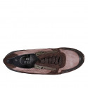 Scarpa stringata con cerniere da donna in pelle, camoscio e vernice marrone zeppa 4 - Misure disponibili: 32, 45