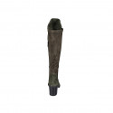 Woman's boot in green suede and elastic material with half zipper heel 6 - Available sizes:  32, 42, 45