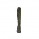 Woman's boot in green suede and elastic material with half zipper heel 6 - Available sizes:  32, 42, 45