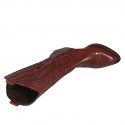 Woman's Texan boot with half zipper and embroidery in cognac brown leather heel 5 - Available sizes:  32, 33, 45