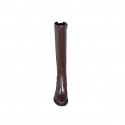 Woman's boot with elastic and zipper in brown leather heel 6 - Available sizes:  42, 43