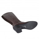 Woman's boot with elastic and zipper in brown leather heel 6 - Available sizes:  42, 43