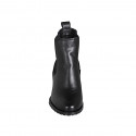 Woman's ankle boot in black leather with elastic bands heel 7 - Available sizes:  35, 43