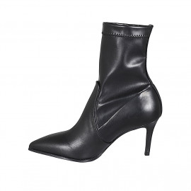 Stivaletto a punta da donna in pelle ed elasticizzato nero tacco 7 - Misure disponibili: 42 2